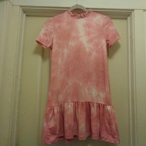 VELVET TOUCH TYEDYE PINK & WHITE SHORT RUFFLE DRESS S